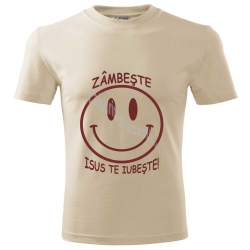 Tricou natural tineret-copii, Zambeste, Isus te iubeste!